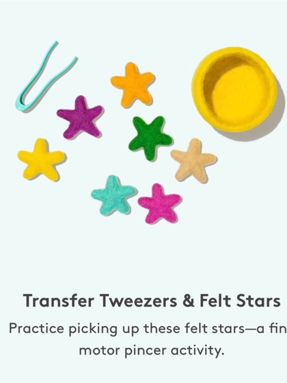 [LOVEVERY] Felt Star Transfer Set with Tweezers - Multicolor - 6 stars